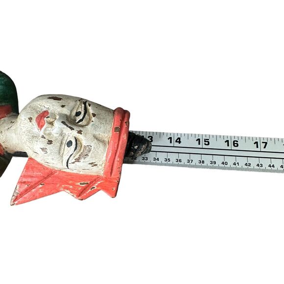 Vintage Asian Thai Hand Carved Wooden Carving Drummer Carving Musician Statue - Picture 8 of 12